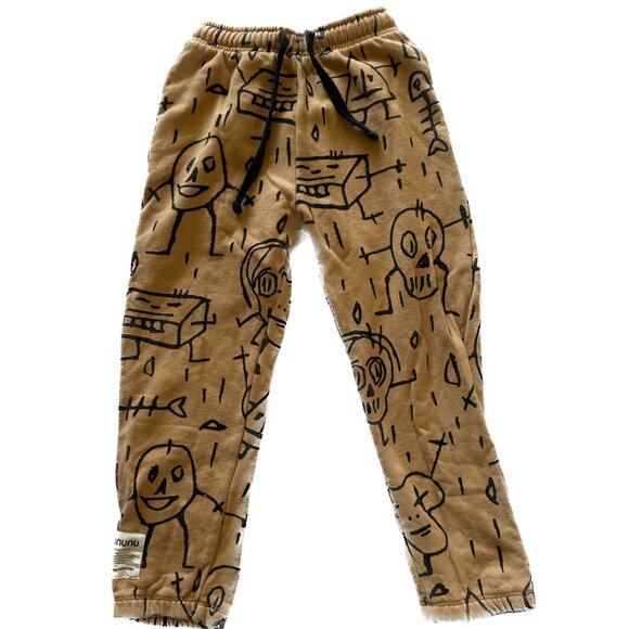 Nununu Kids Goofy Skull Print Sweatpants Joggers in Mocha size 6 7 - Picture 3 of 15